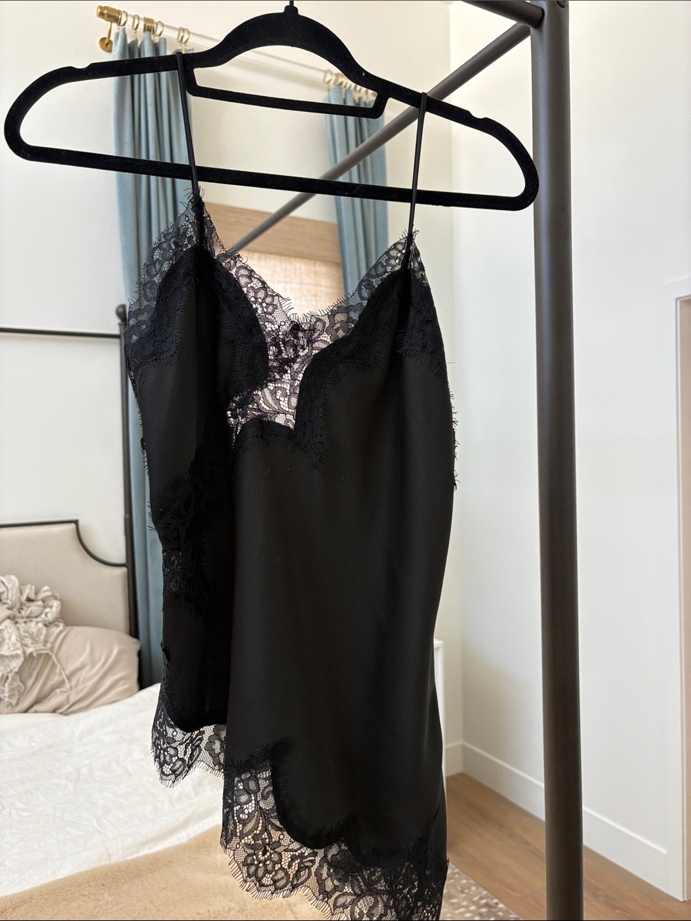 Black Lace Trim Satin Slip - Women Intimates & Sleepwear - Picture 1 of 2